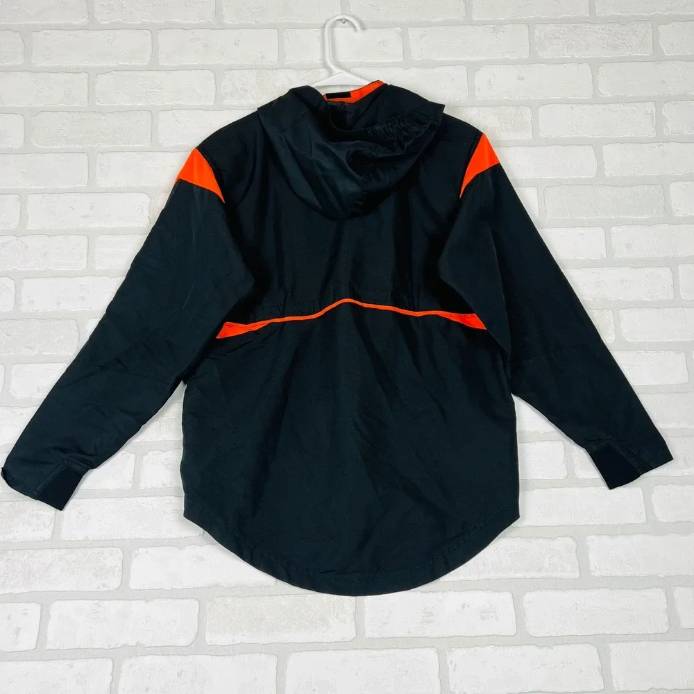 Holloway Kids Black and Orange Hooded Full Zip Windbreaker Athletic Jacket XL
